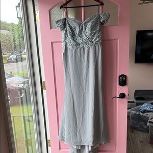 Chic Off-Shoulder Silver Gown